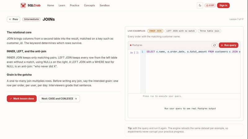 SQLCrab screenshot