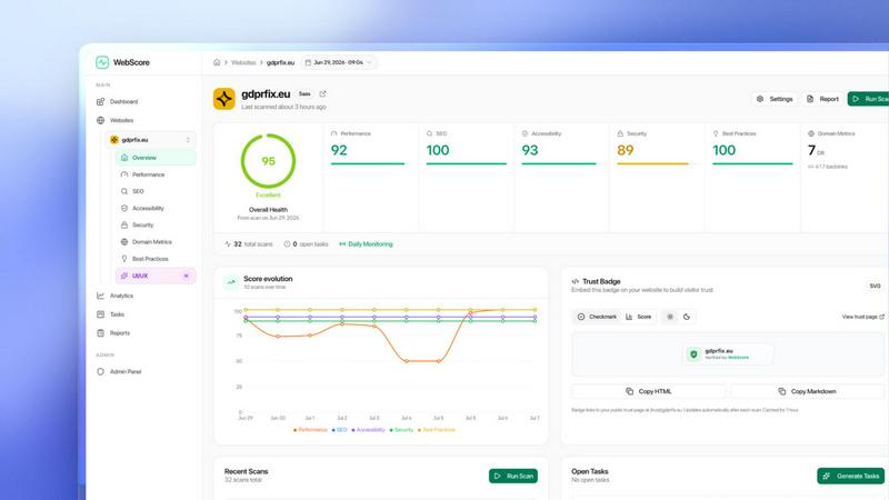WebScore - Free website scan & check screenshot
